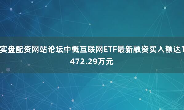 实盘配资网站论坛中概互联网ETF最新融资买入额达1472.29万元